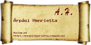 Árpási Henrietta névjegykártya