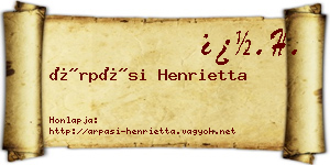 Árpási Henrietta névjegykártya
